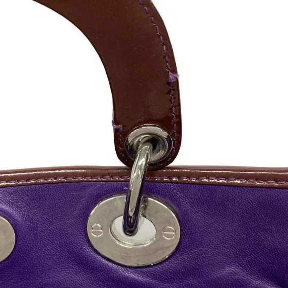 Auth DIOR/ChristianDior - Purple Leather Patent Leather Tote Bag - Picture 10 of 15